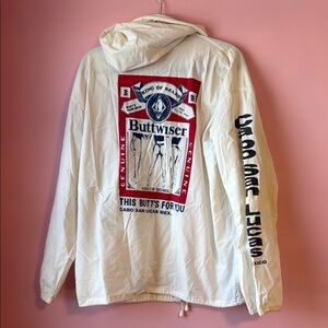 Vintage buttwiser Budweiser beachy jacket funny size large mens 90s